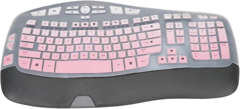 Softamm Keyboard Cover for Logitech K350 MK550 MK570 Wireless Wave Keyboard,Waterproof Silicone Keyboard Protector Skin for Logitech K350 MK550 MK570 Keyboard Protective Accessories(Gradient Pink) - Image 1